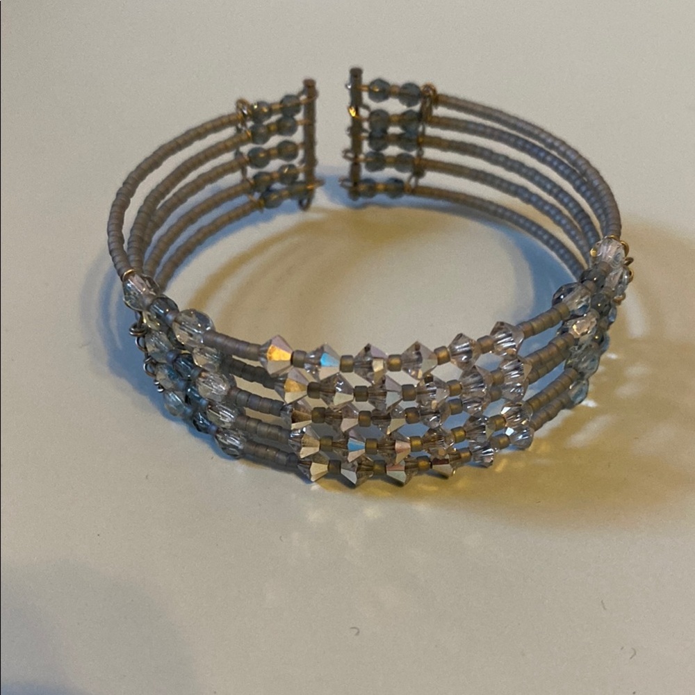 HANDMADE by ME Sorelle Designs Silver and Blue Beaded Bracelet